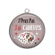 Pendentif Cabochon Argent - J'peux pas j'ai cartes