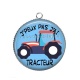 Pendentif Cabochon Argent - j'peux pas j'ai tracteur