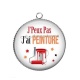 Pendentif Cabochon Argent - J'peux pas j'ai peinture