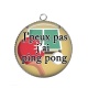 Pendentif Cabochon Argent - j'peux pas j'ai ping pong