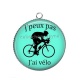 Pendentif Cabochon Argent -  j'peux pas j'ai vélo