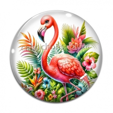 Cabochon Verre - flamand rose