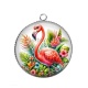 Pendentif Cabochon Argent - flamand rose