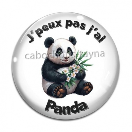 Cabochon Verre - j'peux pas j'ai panda