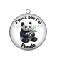 Pendentif Cabochon Argent - j'peux pas j'ai panda