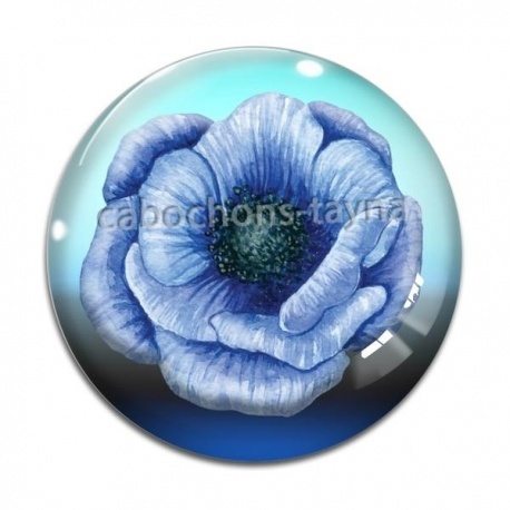 Cabochon Verre - fleur coquelicot