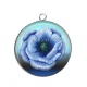 Pendentif Cabochon Argent - fleur coquelicot