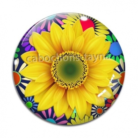 Cabochon Verre - tournesol