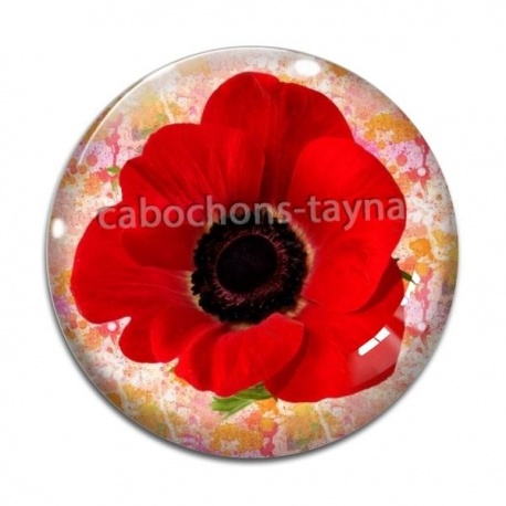 Cabochon Verre - coquelicot