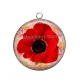Pendentif Cabochon Argent - coquelicot