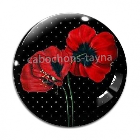 Cabochon Verre - coquelicot