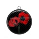Pendentif Cabochon Argent - coquelicot
