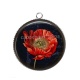 Pendentif Cabochon Argent - coquelicot