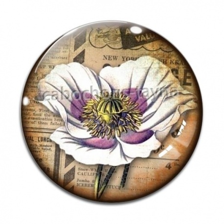 Cabochon Verre - coquelicot