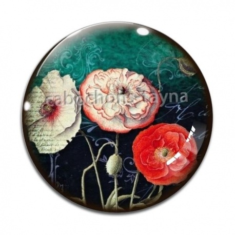 Cabochon Verre - coquelicot