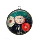 Pendentif Cabochon Argent - coquelicot