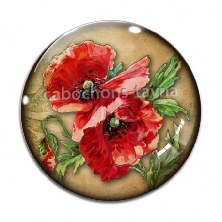 Cabochon Verre - coquelicot
