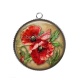 Pendentif Cabochon Argent - coquelicot