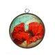 Pendentif Cabochon Argent - coquelicot