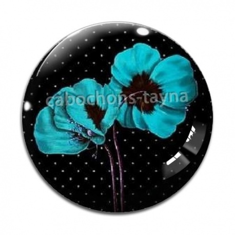 Cabochon Verre - coquelicot