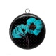 Pendentif Cabochon Argent - coquelicot