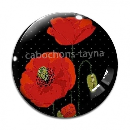 Cabochon Verre - coquelicot