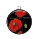Pendentif Cabochon Argent - coquelicot