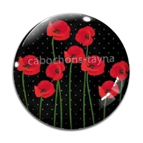 Cabochon Verre - coquelicot