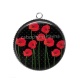 Pendentif Cabochon Argent - coquelicot