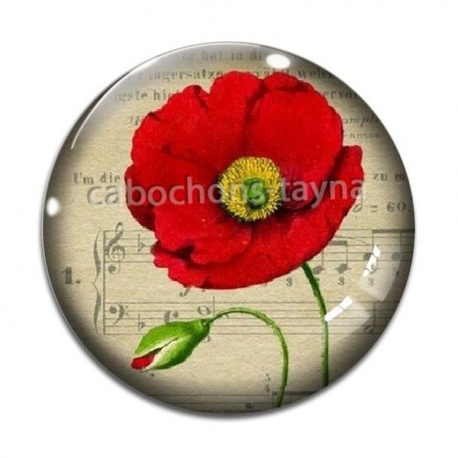 Cabochon Verre - coquelicot