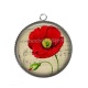 Pendentif Cabochon Argent - coquelicot