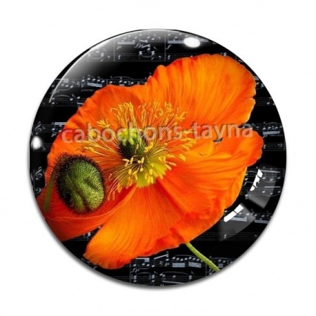 Cabochon Verre - coquelicot