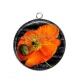 Pendentif Cabochon Argent - coquelicot