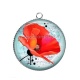 Pendentif Cabochon Argent - coquelicot