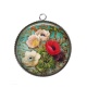 Pendentif Cabochon Argent - coquelicot