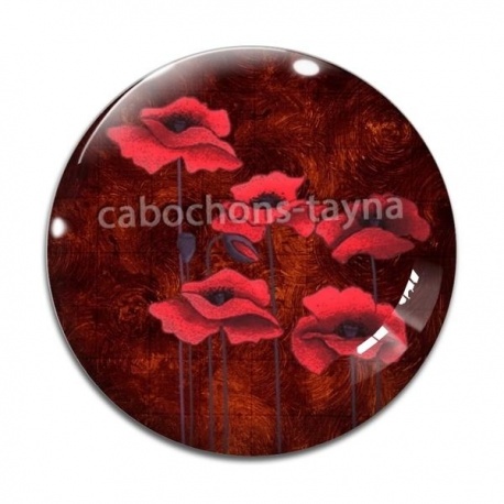 Cabochon Verre - coquelicot