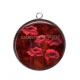 Pendentif Cabochon Argent - coquelicot