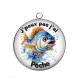 Pendentif Cabochon Argent - j'peux pas j'ai pêche