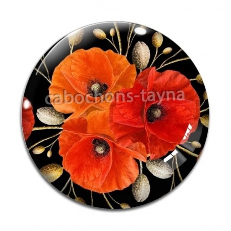 Cabochon Verre - coquelicot