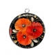 Pendentif Cabochon Argent - coquelicot
