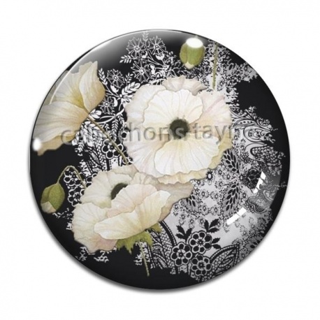 Cabochon Verre - coquelicot