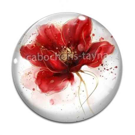 Cabochon Verre - coquelicot