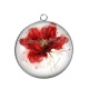Pendentif Cabochon Argent - coquelicot