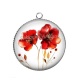 Pendentif Cabochon Argent - coquelicot