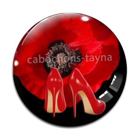 Cabochon Verre - coquelicot