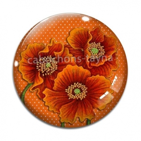 Cabochon Verre - coquelicot