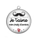 Pendentif Cabochon Argent - je t'aime mon papy d'amour