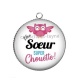 Pendentif Cabochon Argent - une soeur super chouette