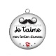 Pendentif Cabochon Argent -  je t'aime mon tonton d'amour