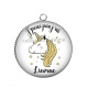 Pendentif Cabochon Argent - j'peux pas j'ai licorne
